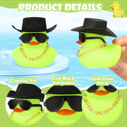 Rubber Duck Bath Toy Set with Mini Hat Sunglasses Necklace - Green 48 Pcs