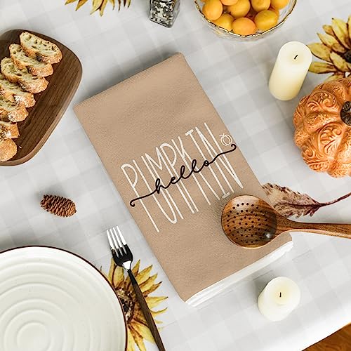 Pumpkin Fall Kitchen Towels Set of 2 - Orange, 18x26 Inch, Soft & Absorbent