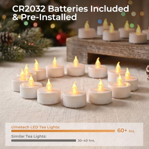 24PCS Flameless Tea Lights Candles with Remote Timer - Warm Yellow