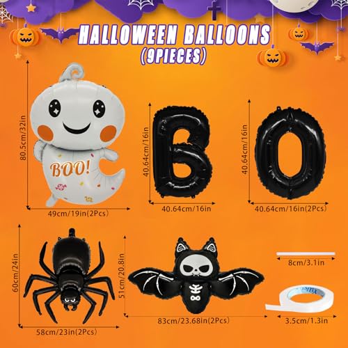 Halloween Foil Balloons Set - 9 pcs Spooky Party Decorations for Halloween
