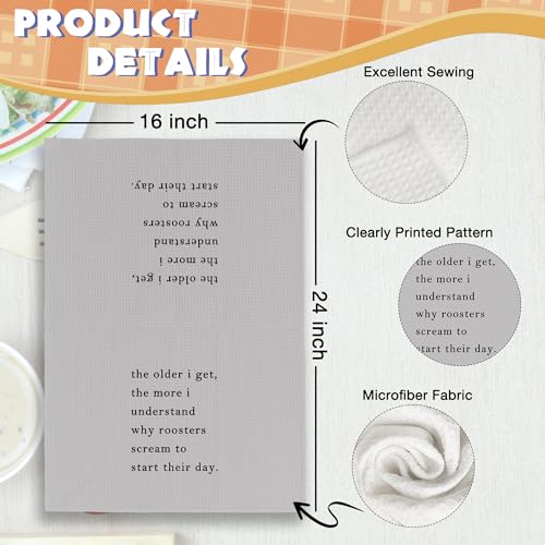 Funny Sarcastic Kitchen Towels - Hand Tea Dish Towel with Saying, Gray, 16x24, Variation: Funny-23