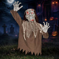 Halloween Creepy Animatronic Zombie Groundbreaker Outdoor Decor with Light-Up Eyes & Spooky Sound