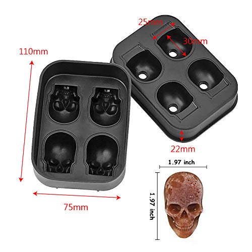 Halloween Skull & Tombstone Ice Cube Trays - 3D Silicone Mold for Whiskey & Cocktails