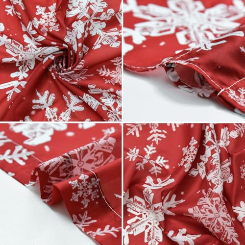 Christmas Sheer Curtains 2Pcs 52x63in Snow Red Foil Window Decor - Horaldaily