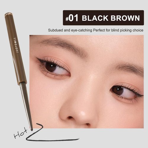 JUDYDOLL Ultrafine Eyeliner Gel Pencil - Smudge-Proof & Water-Resistant, Smooth Glide Formula | 01 Black Brown