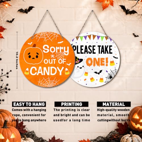Reversible Halloween Please Take One/Out of Candy Sign - Door Decor for Home & Porch - Variation 01
