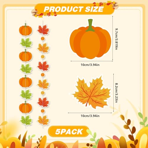 Fall Party Hanging Decorations Maple Leaf & Pumpkin Garland - Fall Color Variation