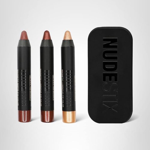Nudestix Mini Nude Metallic Berry Eye Kit – 3-Piece Cream Eyeshadow & Eyeliner Pencil Set for Long-Wear Color | Rich Berry Tones with Metallic Finish