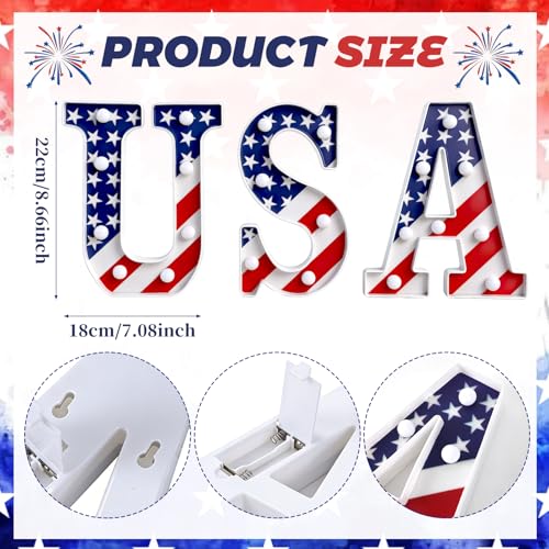 Patriotic USA Marquee Light Letters for 4th of July Decorations - Indoor Outdoor LED Sign