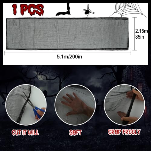 Halloween Creepy Black Cloth - 200 x 85 Inch Haunted House Party Decoration