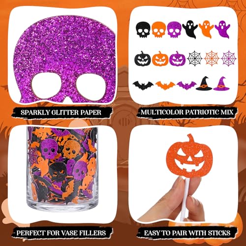 Halloween Vase Fillers Glitter Decor Set - Spooky Pumpkin Ghost Bats