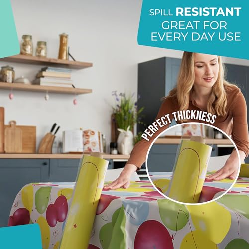 Plastic Table Cover Roll for Parties - 40 x 300 Feet Disposable Banquet Tablecloth - Balloons Variation