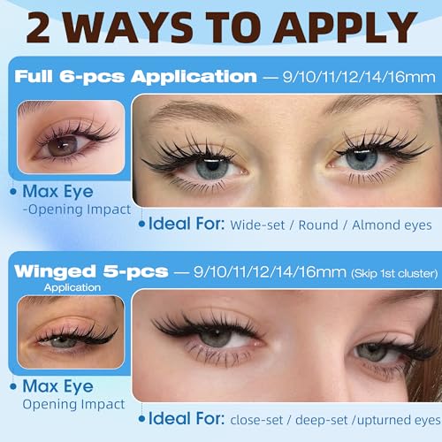 D-Spiky Fox Eye Lash Clusters - Wispy Manga Cat Eye Extensions