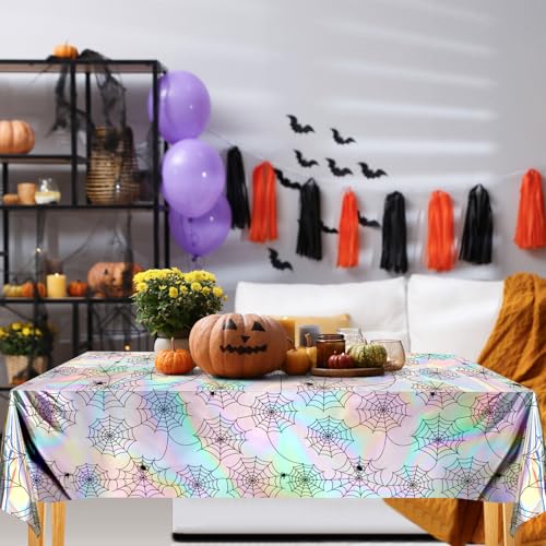 Halloween Spiderweb Iridescent Holographic Tablecloth - Spooky Party Decor - Variation of THIS listing