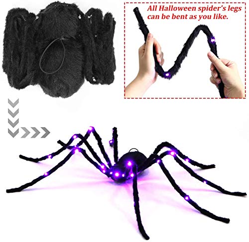 Giant LED Light Up Halloween Spider Decoration for Indoor & Outdoor Yard