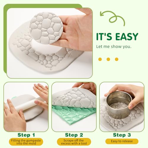 Wood Fondant Mold Cobblestone Silicone Texture Mat for Cake Decorating - Style B