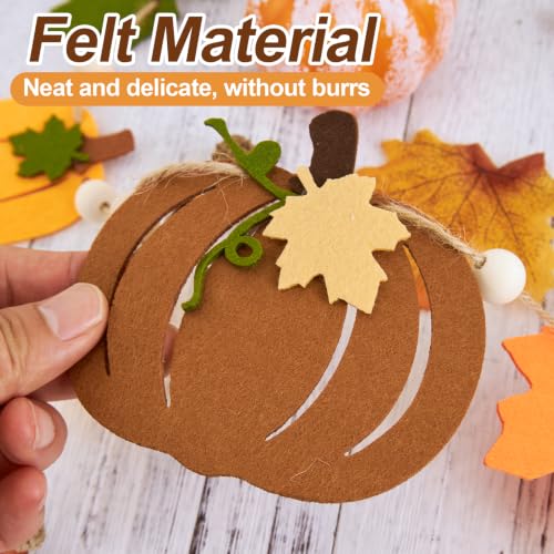 Pumpkin Fall Garland with Leaves & Acorns - 1pc Halloween & Thanksgiving Decor