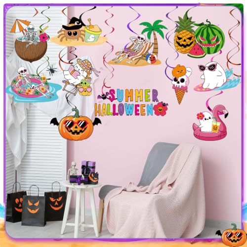 Summer Halloween Hanging Decorations Set - 52 Pcs Spooky & Vibrant Party Decor