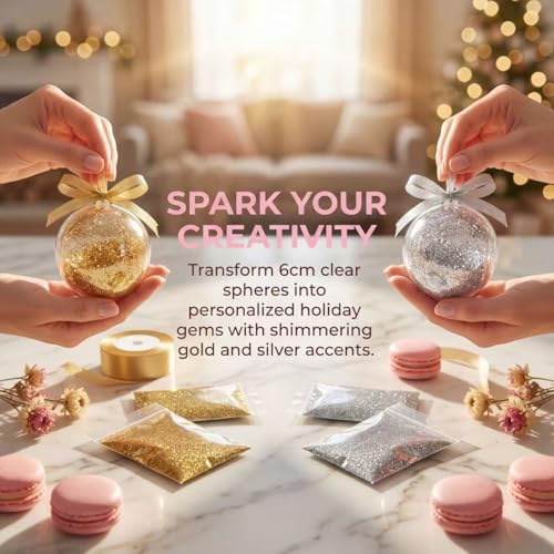 Small Transparent Fillable Acrylic Ornament Balls - 20 pcs, 6cm, DIY Crafts