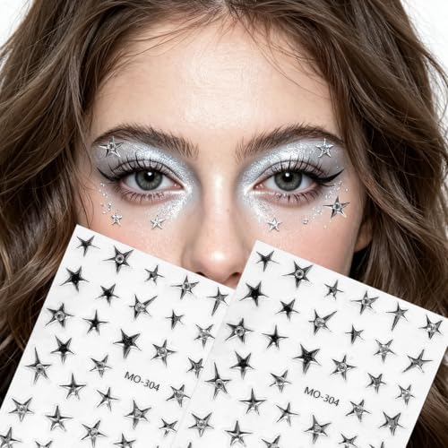 Face Gems with Star Stickers - Self-Adhesive Rhinestone Face Jewelry for Raves & Parties