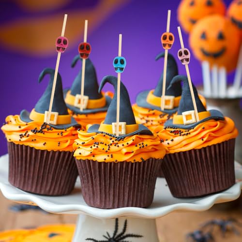 200 PCS Skull Toothpick Cocktail Picks for Drinks & Party Decor - Halloween Food Accessories