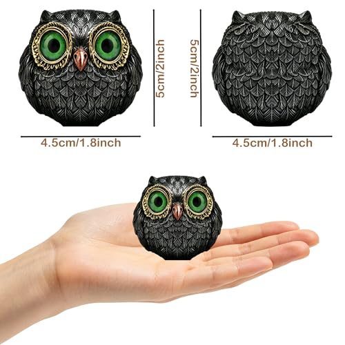 Mini Owl Figurine Desk Decor Resin Bird Sculpture for Home & Office