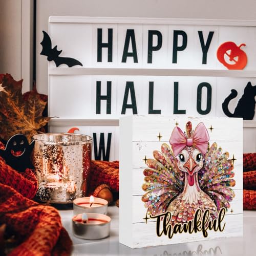 Thanksgiving Wooden Box Sign - Fall Decor for Indoor Home & Party - Turkey 2