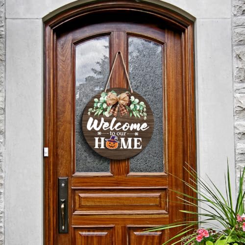 Interchangeable Welcome Sign for Front Door with Seasonal Accessories - Taupe Brown