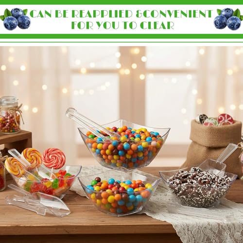 Vesici 48 Pcs Clear Plastic Candy Bowls Set - 12 oz for Buffet & Serving - Variation: Clear / 12 oz