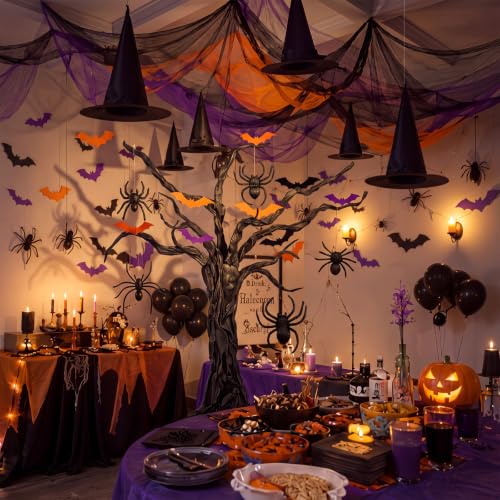 Halloween Decorations Kit - 167pcs Spooky Classroom Party Decor with Bats Spiders & Witch Hats - Variation: Halloween