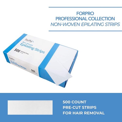 ForPro Professional Collection Non-Woven Epilating Strips, White, Tear-Resistant, Pre-Cut Strips For Hair Removal, 3" W x 9" L, 500-Count