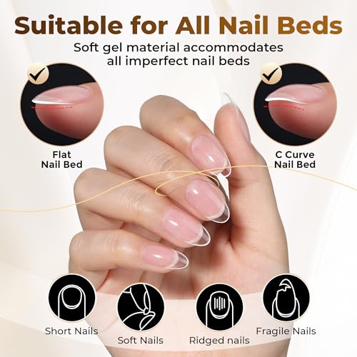 Oval Fake Nails 504PCS Gel Nail Tips - Medium Round Pre-Shaped, No Trace, Long Lasting