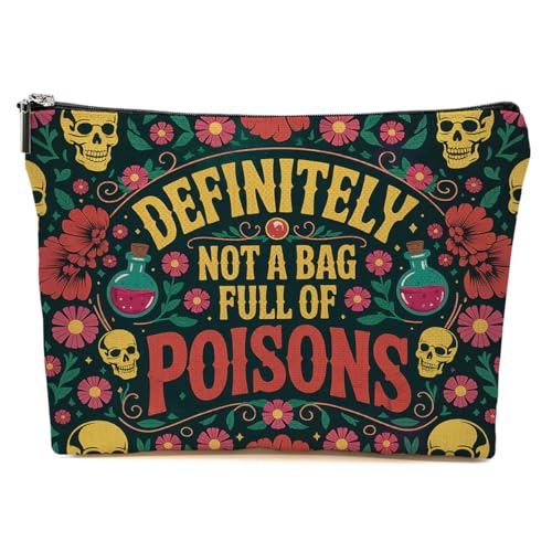 Poisonous Witch Skull Floral Gothic Makeup Bag - Multicolor 0058
