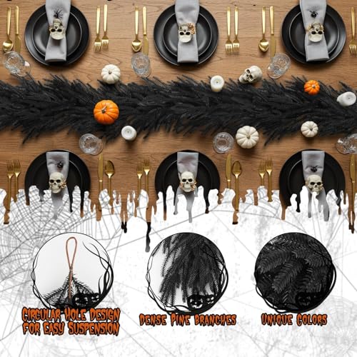 5.9 FT Black Artificial Norfolk Pine Garland Halloween Christmas Decor - Variation 1