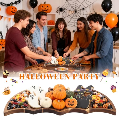 Potchen Bat-Shaped Halloween Wooden Cutting Board & Serving Tray - Acacia Wood