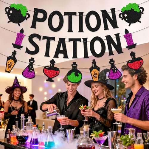Halloween Potion Station Banner - Spooky Party Decorations for Kids & Adults
