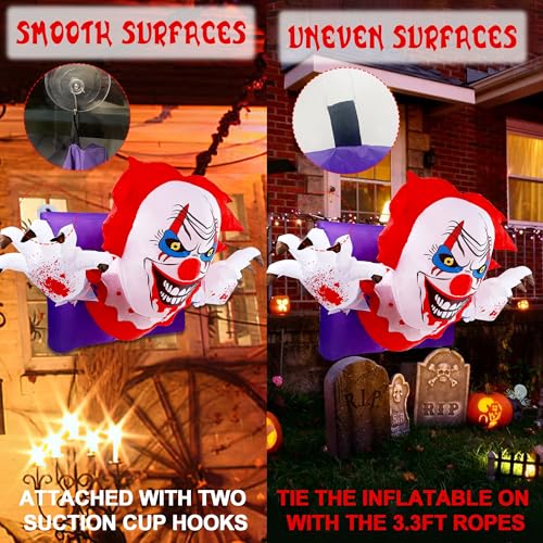 Halloween Inflatable Clown Decoration with Rotating Head - 4.1FT Lulu Home, Waterproof Outdoor Indoor Display