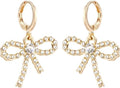 Skiennix Pearl Bow Hoop Earrings - Dainty Faux Pearl Drop Design | Lightweight Gold Plated Copper, Perfect Gift for Her