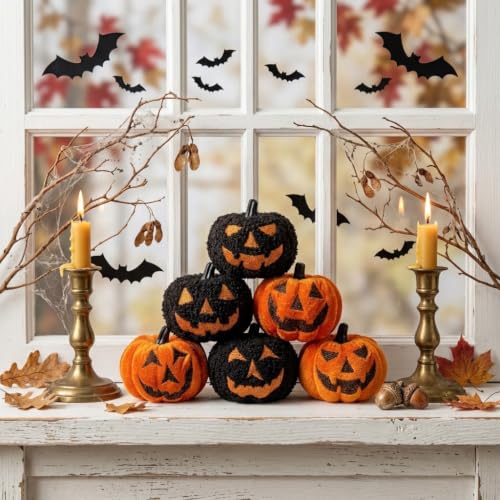 Black & Orange Halloween Pumpkin and Ghost Decor Set - Small Cute Autumn Decorations