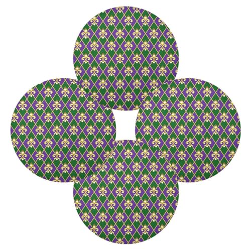 Mardi Gras Placemats Set of 6 - Gold, Green, Purple Fleur de Lis Table Mats 12x18"