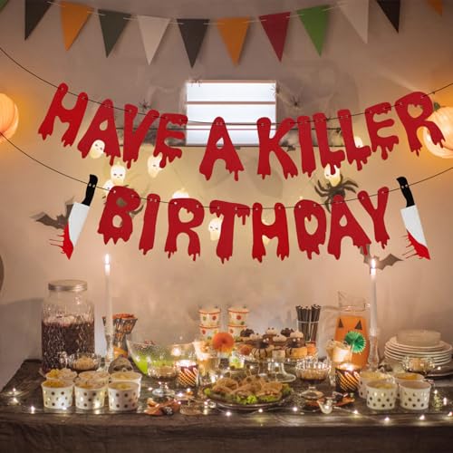 Bloody Zombie Birthday Banner - Red Horror Party Decorations