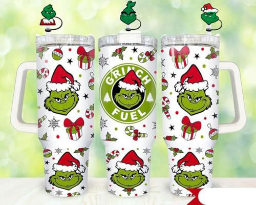 Christmas Straw Cover Caps for 30 & 40 Oz Tumblers - Reusable Silicone Straw Tips (6 Pack)