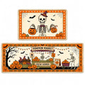 Halloween Skeleton Pumpkin Kitchen Mat Set of 2 - Non Slip Fall Rug with Autumn Decor - Skeleton Pumpkin Market Variation