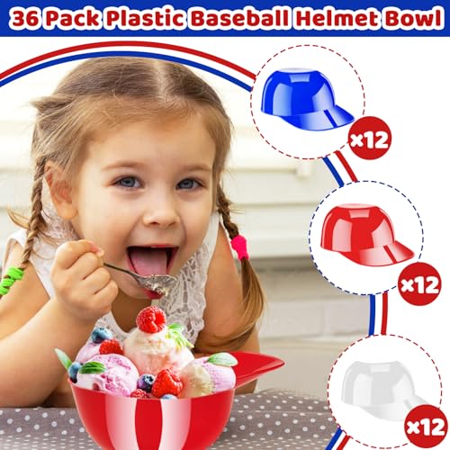 36 Pack Plastic Baseball Helmet Snack Bowls - 8 oz Party Food Cups
