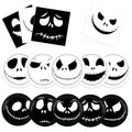 Black and White Halloween Party Plates Napkins Set for Nightmare Theme Celebrations