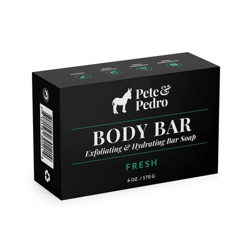 Pete & Pedro FRESH Body Soap Bar – Eucalyptus Mint Scented Natural Moisturizing Men's Body Bar | Exfoliating Pumice & Hydrating Shea Butter | As Seen on Shark Tank, 6 oz. [Health and Beauty]
