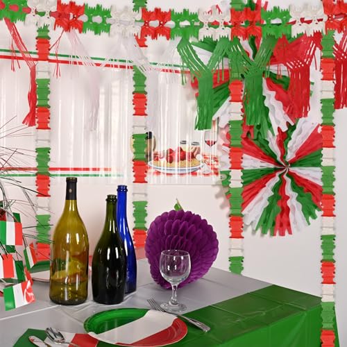 Beistle Red White Green Pageant Garland - 12 Pack Tissue Paper Decorations, 7" x 14.5 Ft, Variations of THIS listing