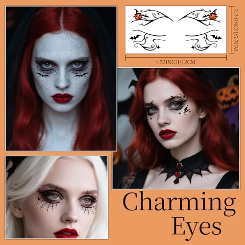 Halloween Eyeliner Temporary Tattoos - Spider Variation, Gothic Spooky Face Designs