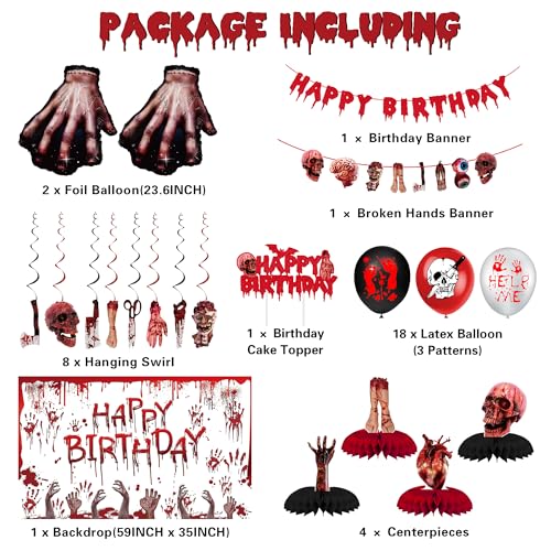Red Halloween Birthday Party Decorations Set - 36 Pieces