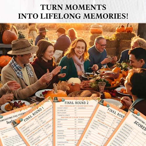 Pumpkin Thanksgiving Friendly Feud Card Game for Adults & Families
